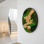 Moosbild Wandkunst; Islandmoos, Rentiermoos, Kugelmoos, Chinesische Spießtanne Wurzel Holz; Flur