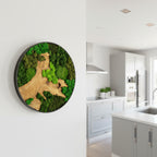 Moosbild Wandkunst; Islandmoos, Rentiermoos, Kugelmoos, Chinesische Spießtanne Wurzel Holz; Küche