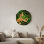 Moosbild Wandkunst; Islandmoos, Rentiermoos, Kugelmoos, Chinesische Spießtanne Wurzel Holz; Wohnzimmer