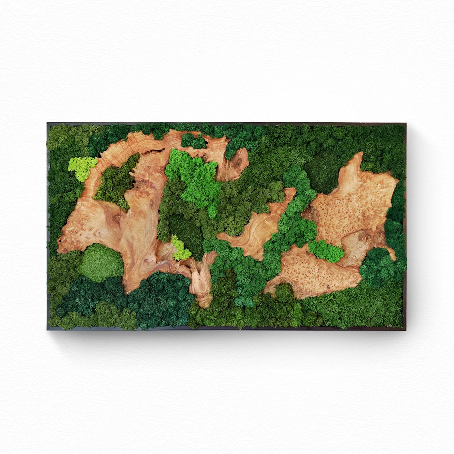 Moosbild mit Holz / Eckig