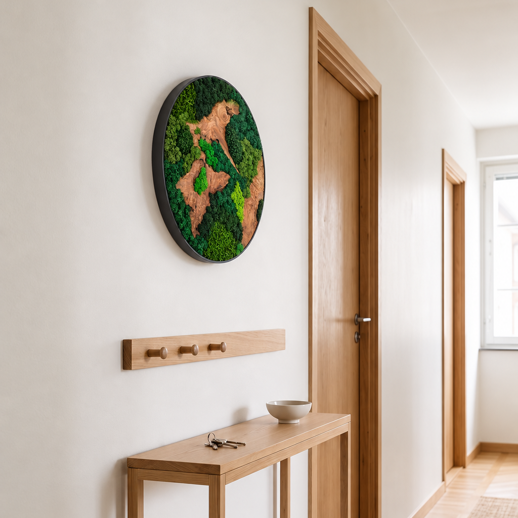 Moosbild Unikat mit Wurzelholz / Rund